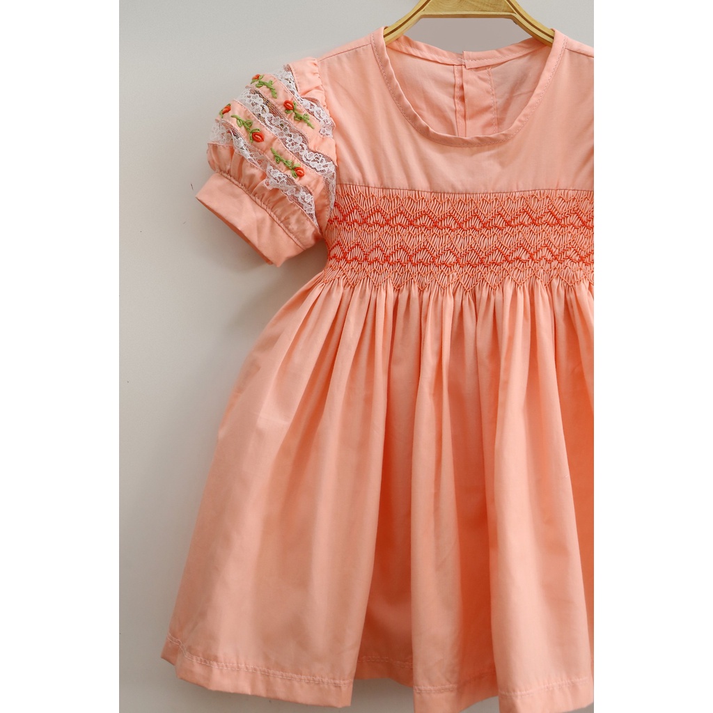 Orange Princess Smocked Dress For Baby