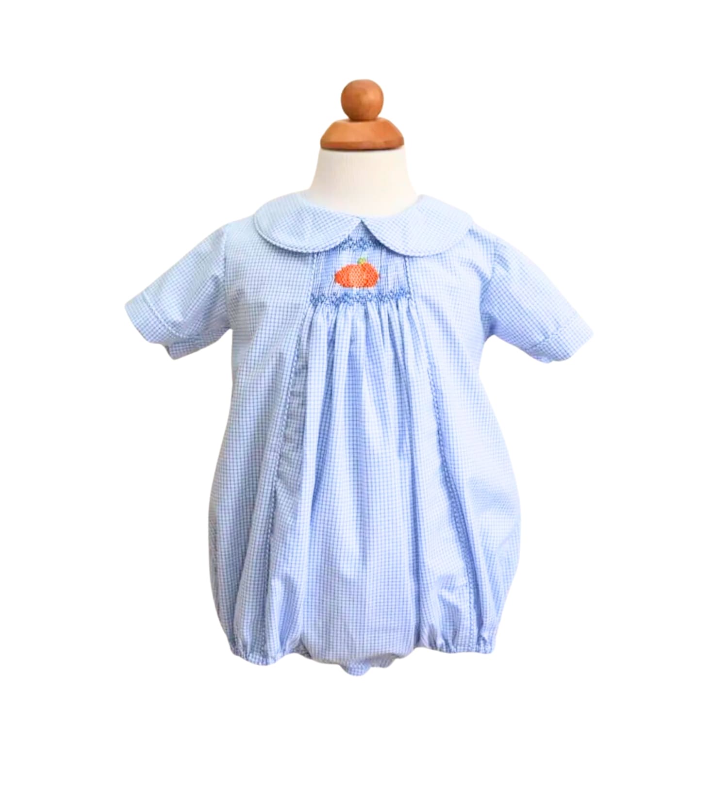 Blue Smocked Bodysuit Pumpkin for Infant