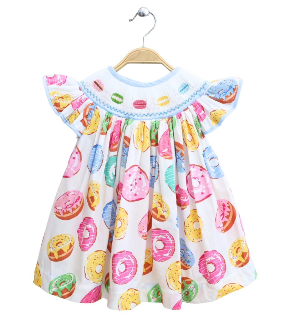 Cake Pattern Smocking Dress For Girls