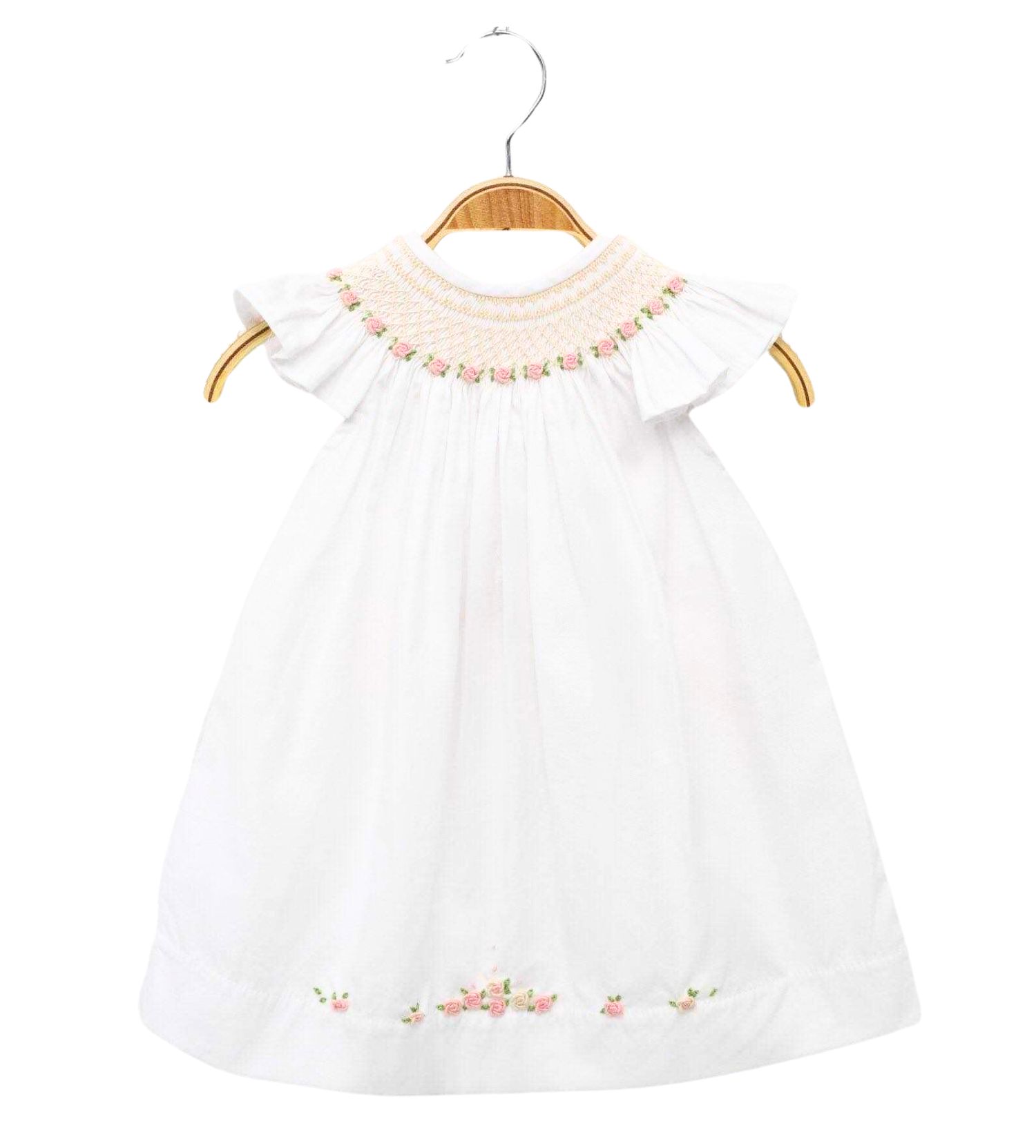 Smocked Bishop Dress in White The Purity