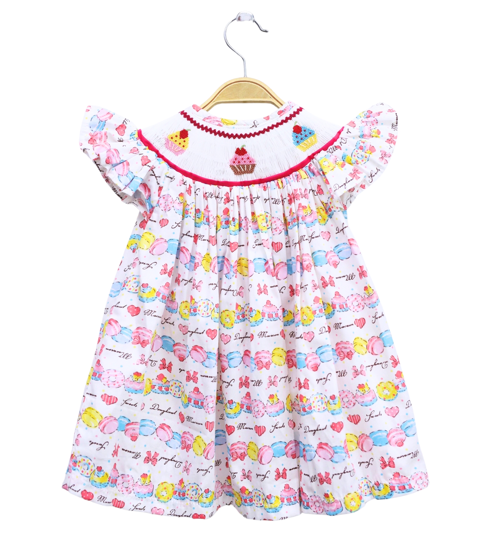 Cake Pattern Smocking Dress For Girls