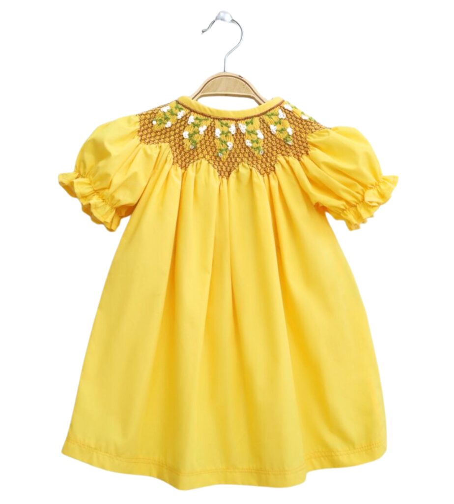 Simple Patterned Yellow Dress For Baby