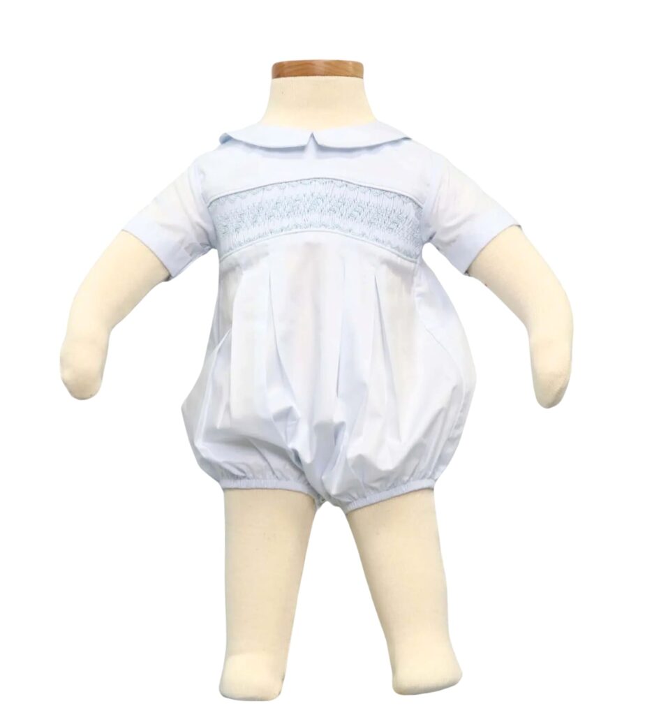 Smocked Bodysuit for Baby Boy with Peter Pan Collar