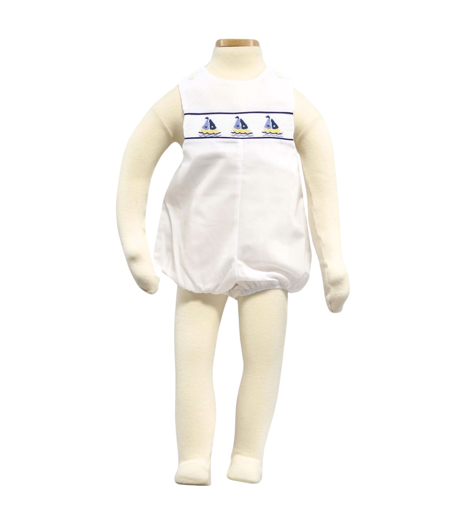 Smocked Bodysuit with Boat Motif For Boy Infant