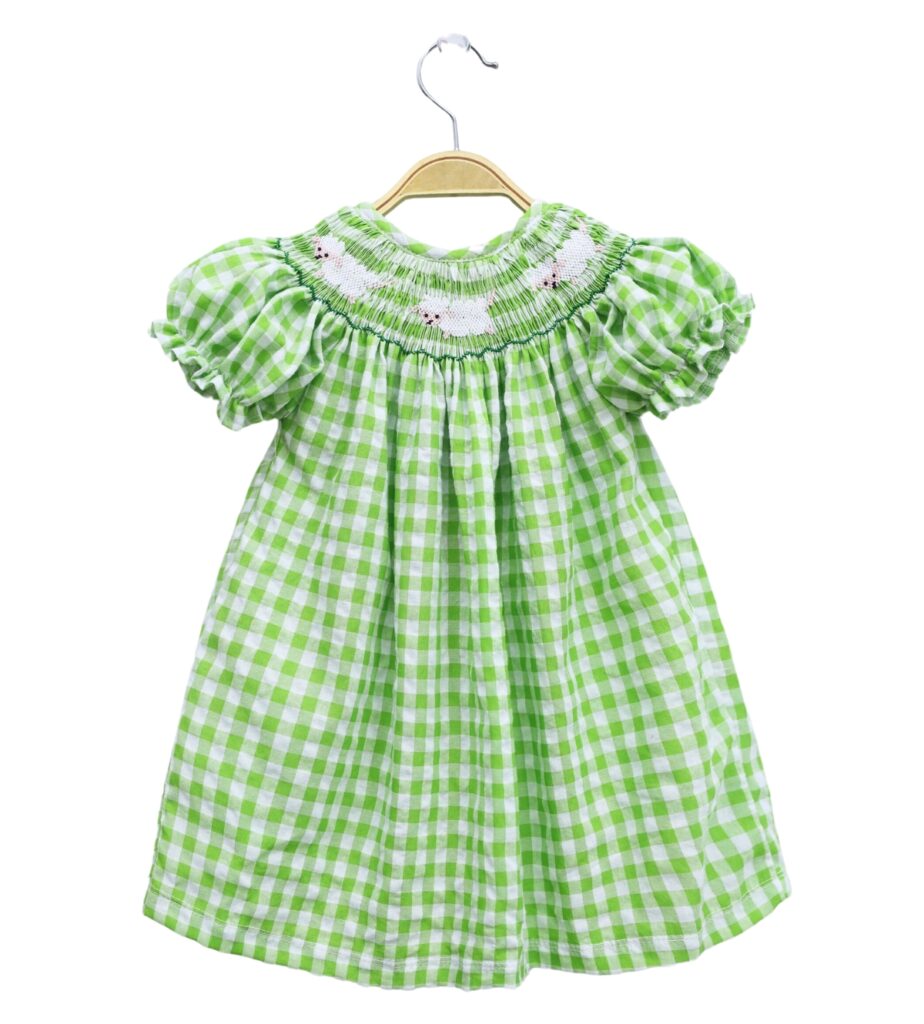 Sheep Pattern Smocking Dress For Girls