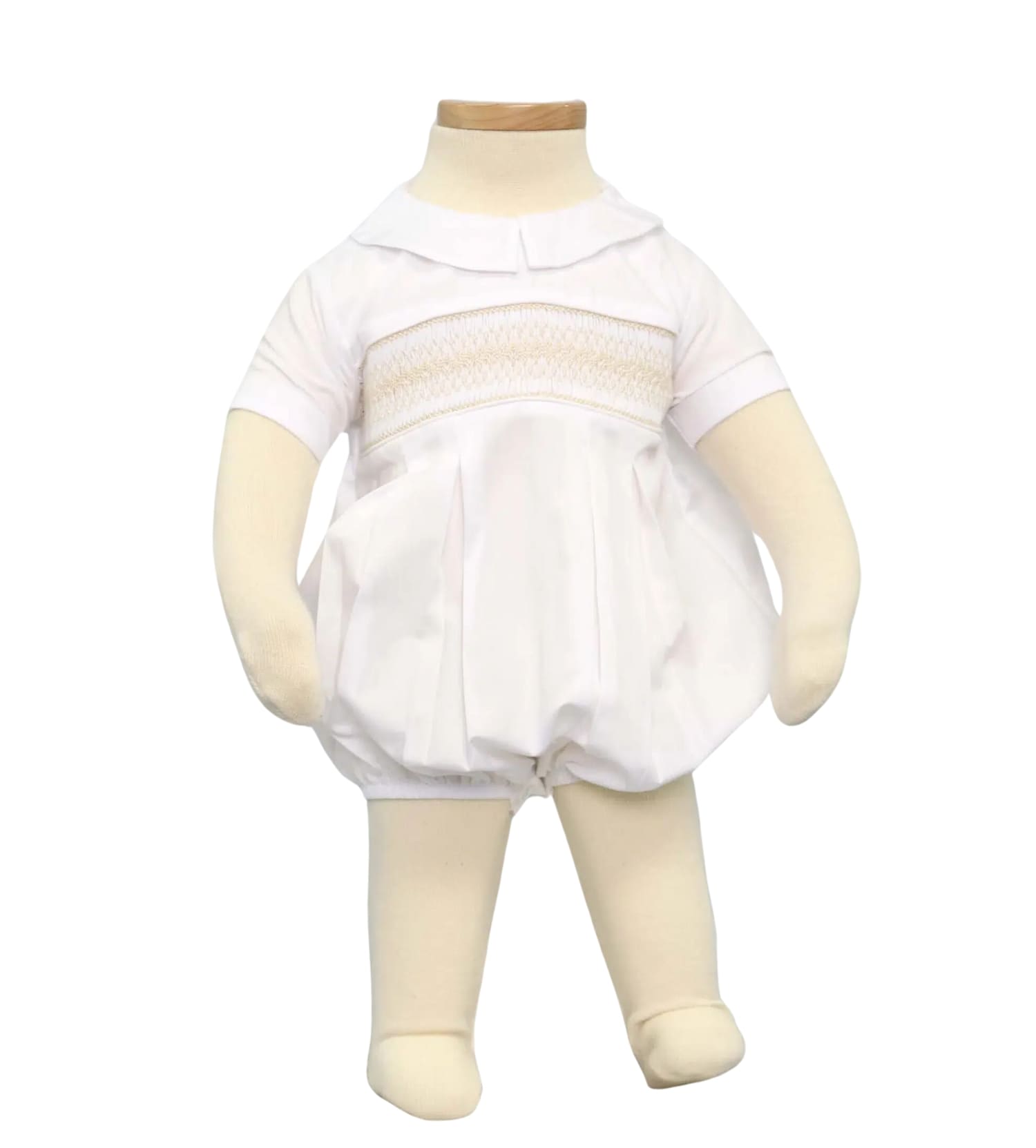 White Smocked Bodysuit for Baby Boys