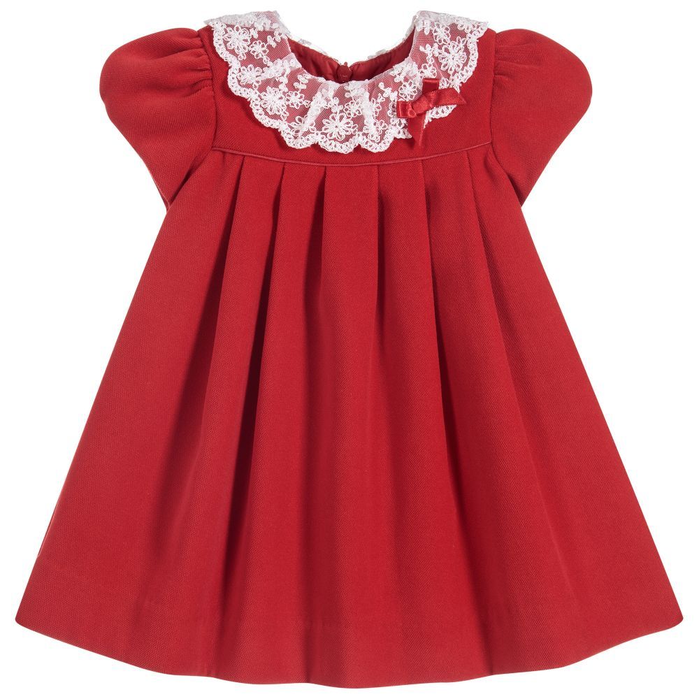 Classic Red Hand Smocked Baby Girl Dress