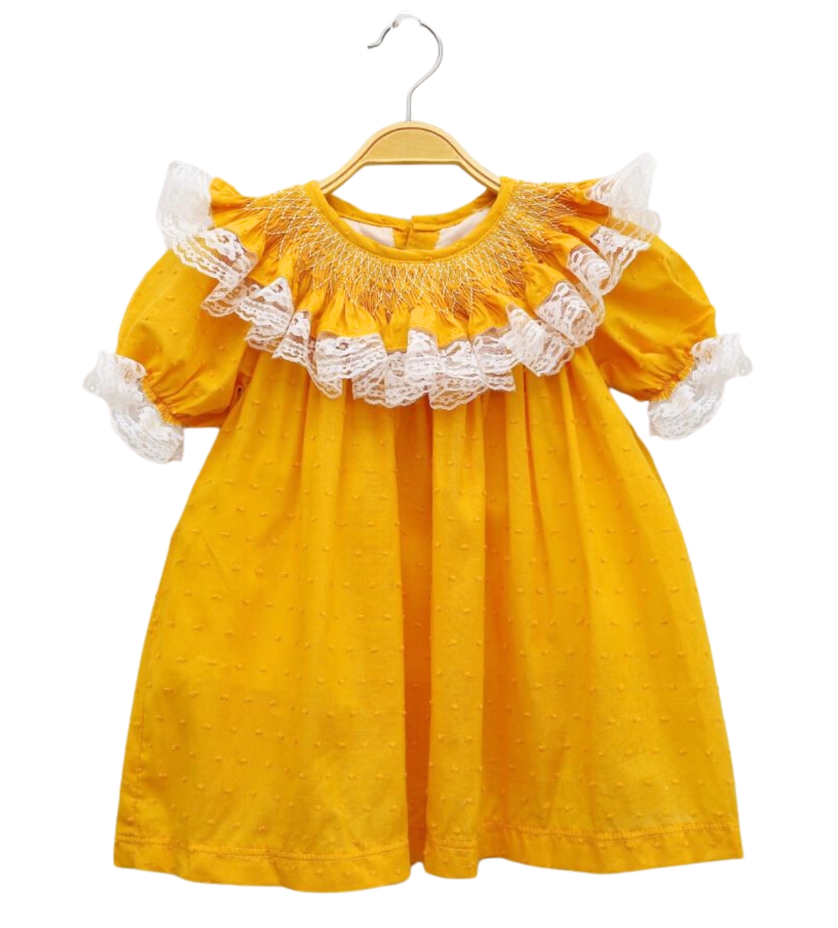 Orange Smocking Dress With Princess Arms For Baby