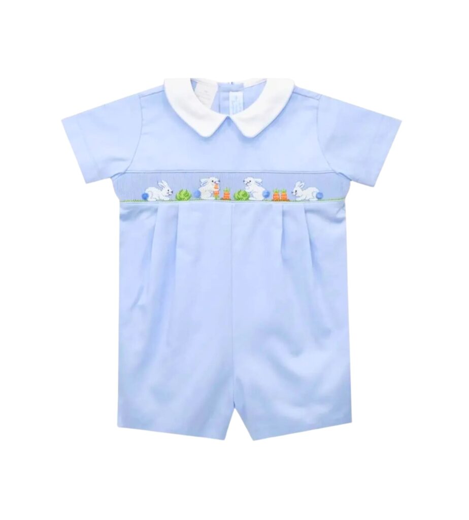 Baby Boy Smocked Romper Bunny Garden