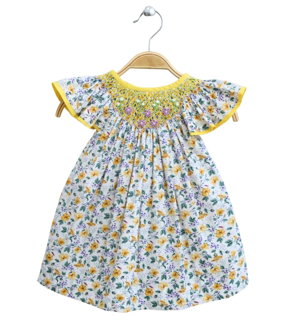 Hand Embroidered Chrysanthemum Baby Dress