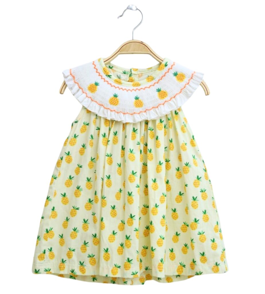 Gold Embroidered Dress With Pineapple Motifs