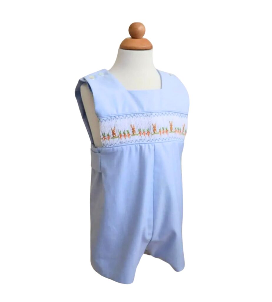 Baby Boy Smocked Romper Little Bunnies & Carrots