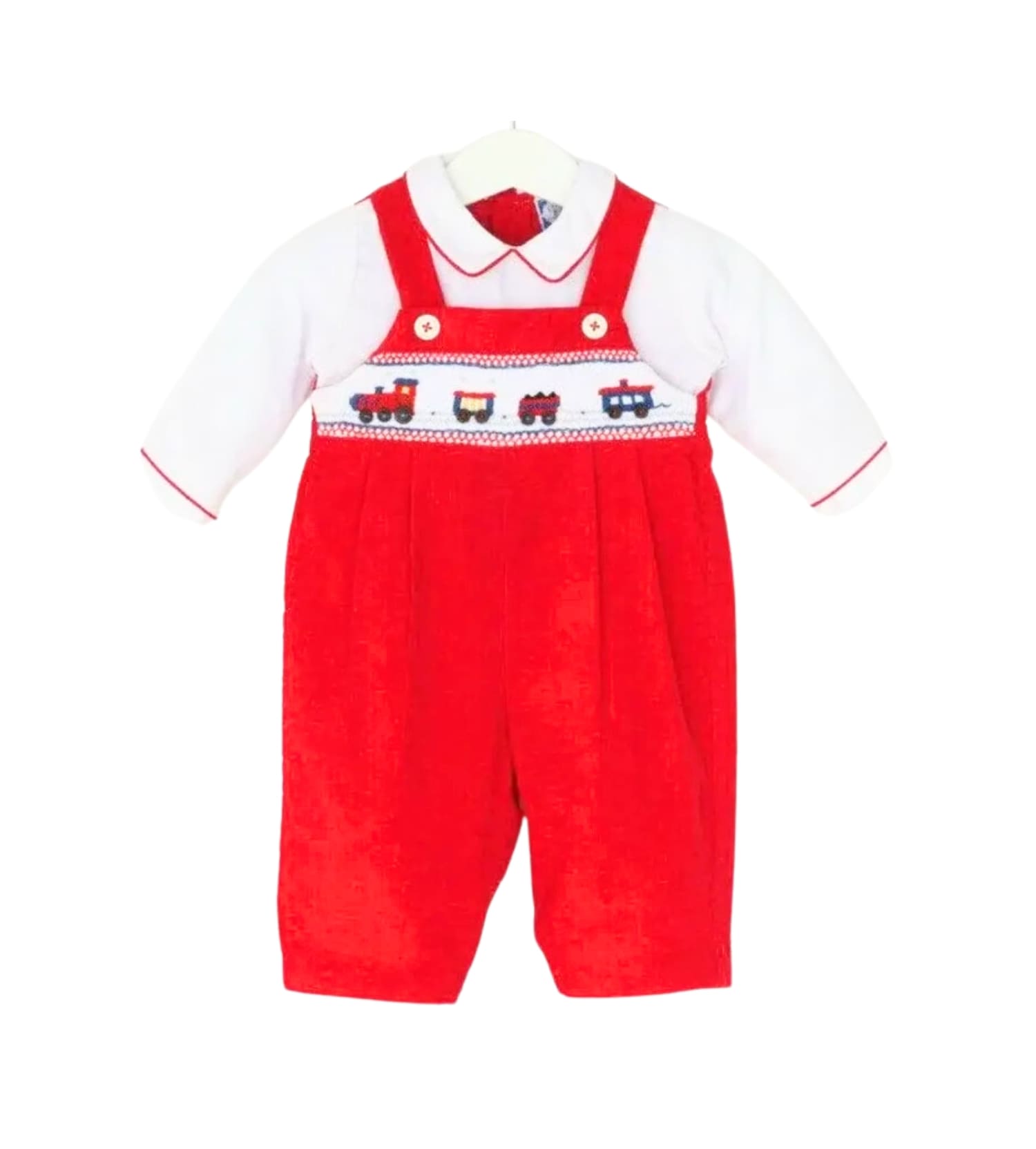 Baby Boy Smocked Longall Red Train