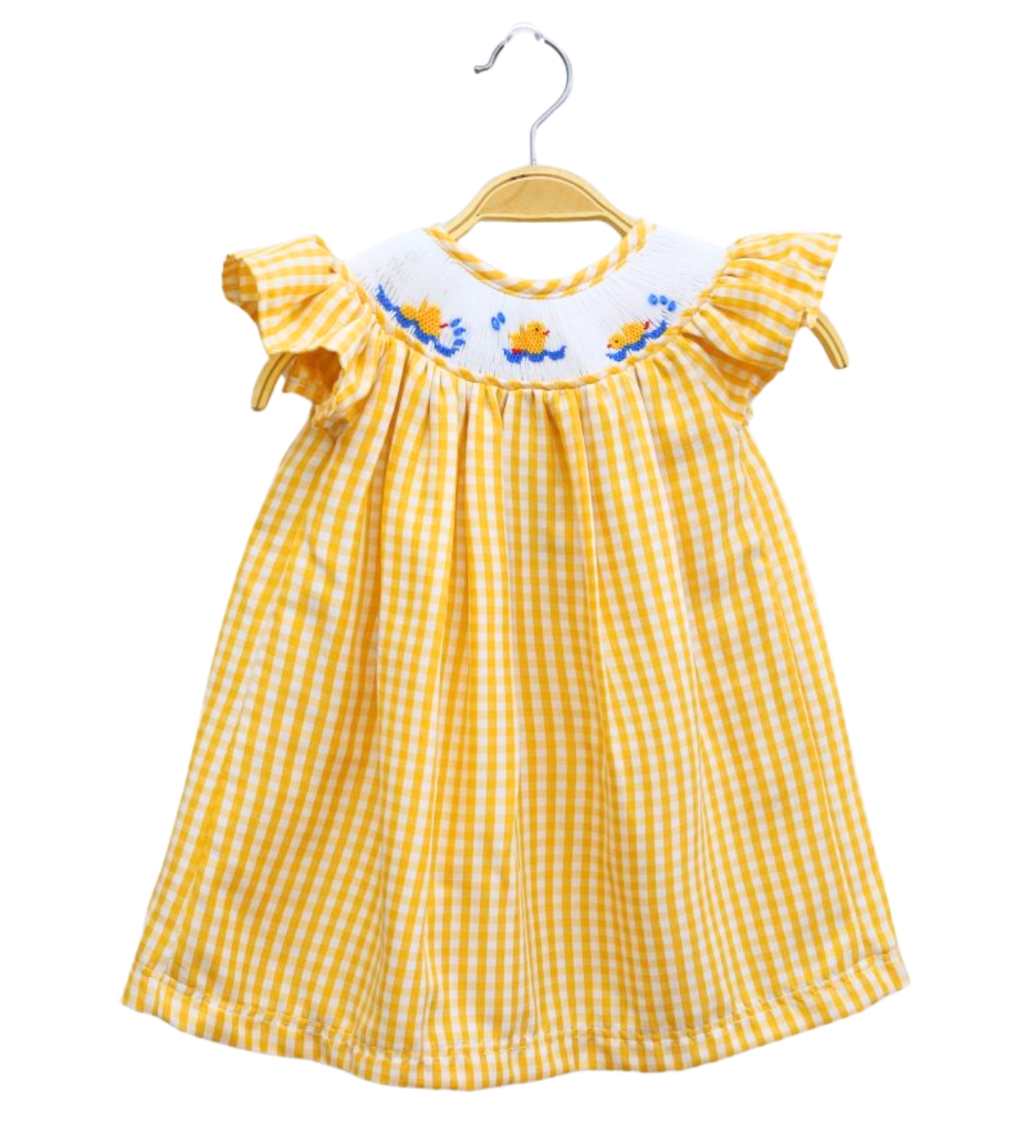 Yellow Duck Smocking Dress For Girls