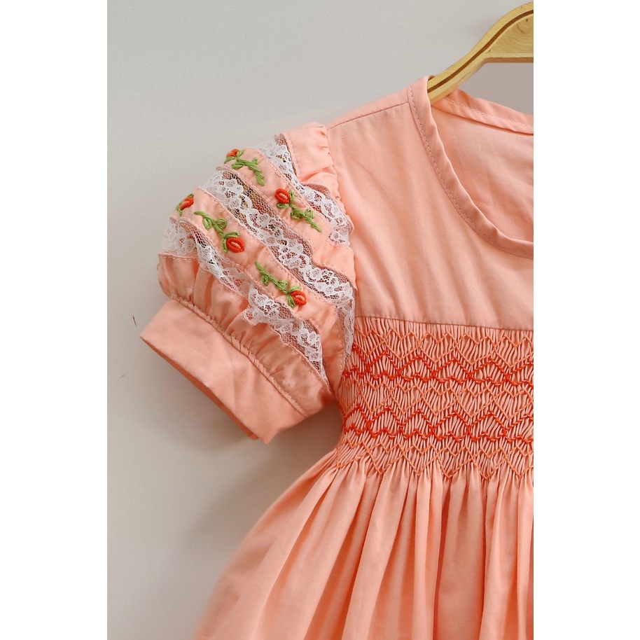 Orange Princess Smocked Dress For Baby