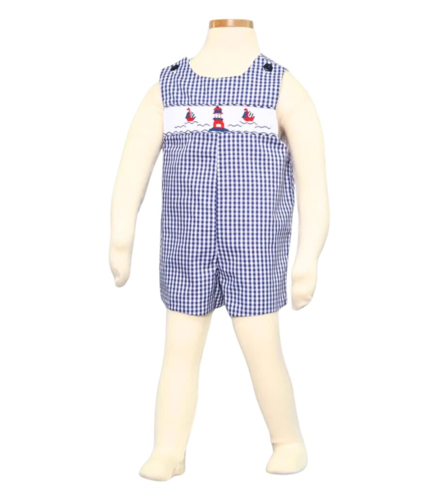 Smocked Romper Baby Boy 4th of July