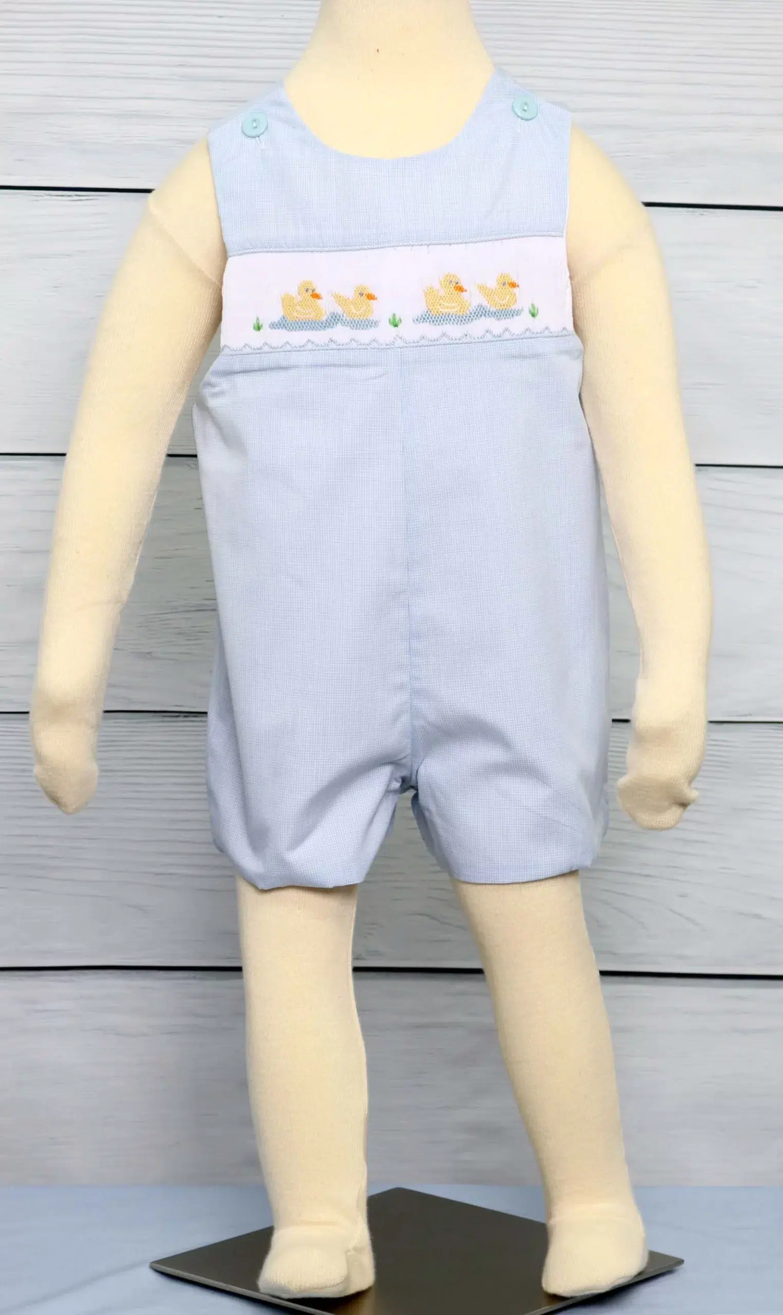 Yellow Duck Smocked Romper for Baby Boy