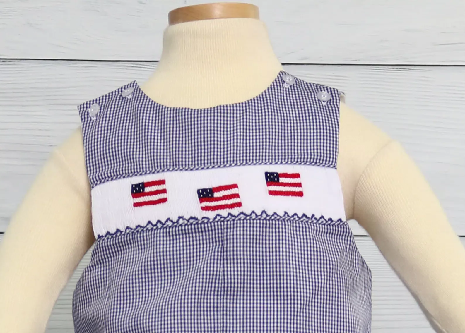 Smocked Romper for Baby Boy 4th of July