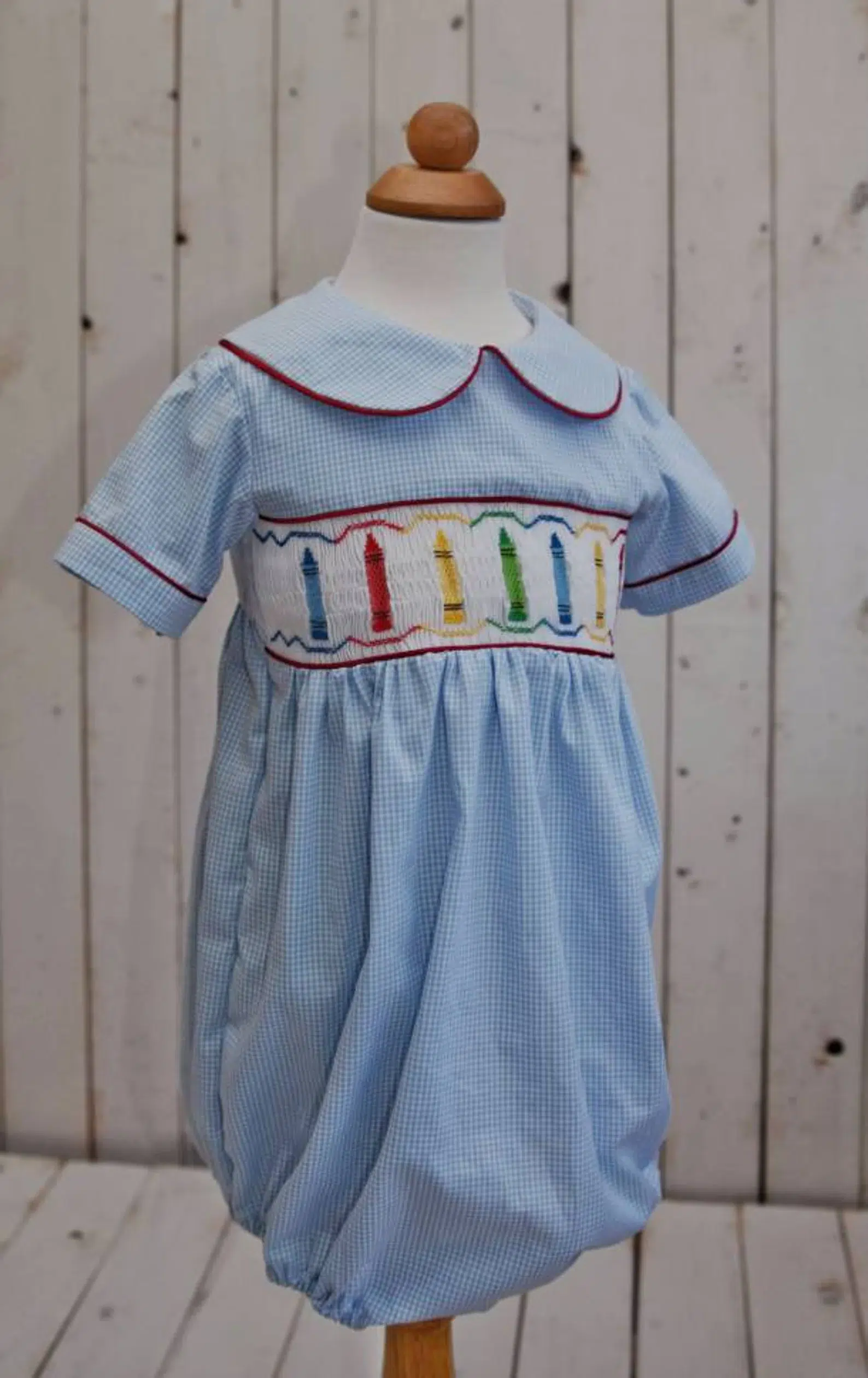 Back to school Smocked Bubblesuit For Infant