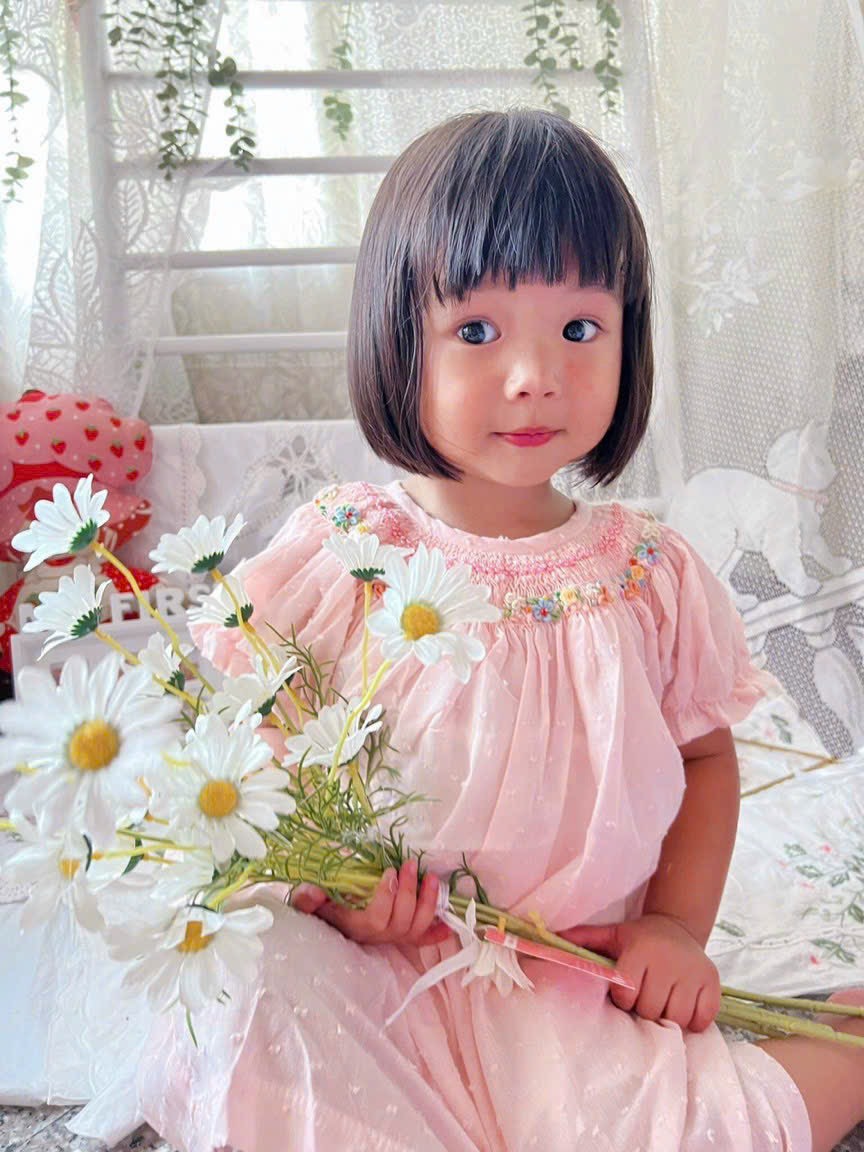 Handmade Floral Embroidered Pink Dress For Girl