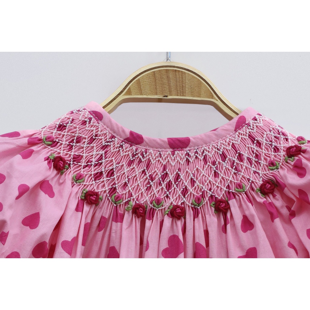 Sleeveless Smocked Dress With Heart For Baby