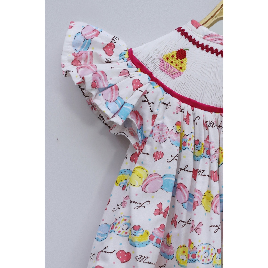 Cake Pattern Smocking Dress For Girls