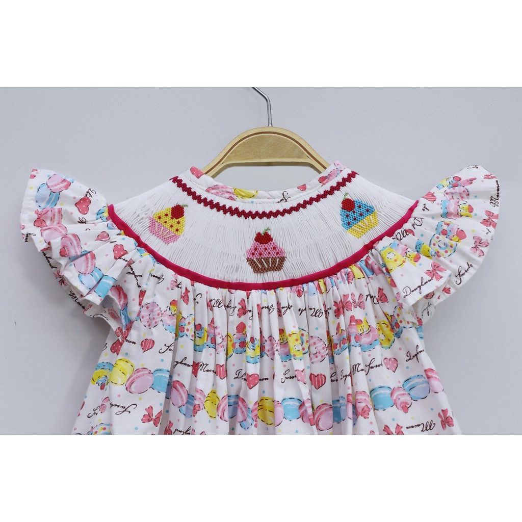 Cake Pattern Smocking Dress For Girls