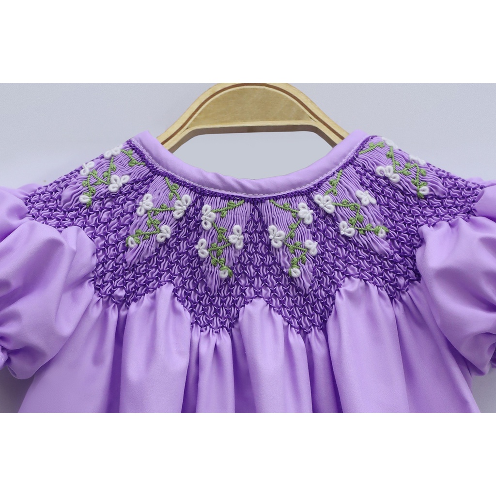 Purple Smocking Dress With Princess Sleeves