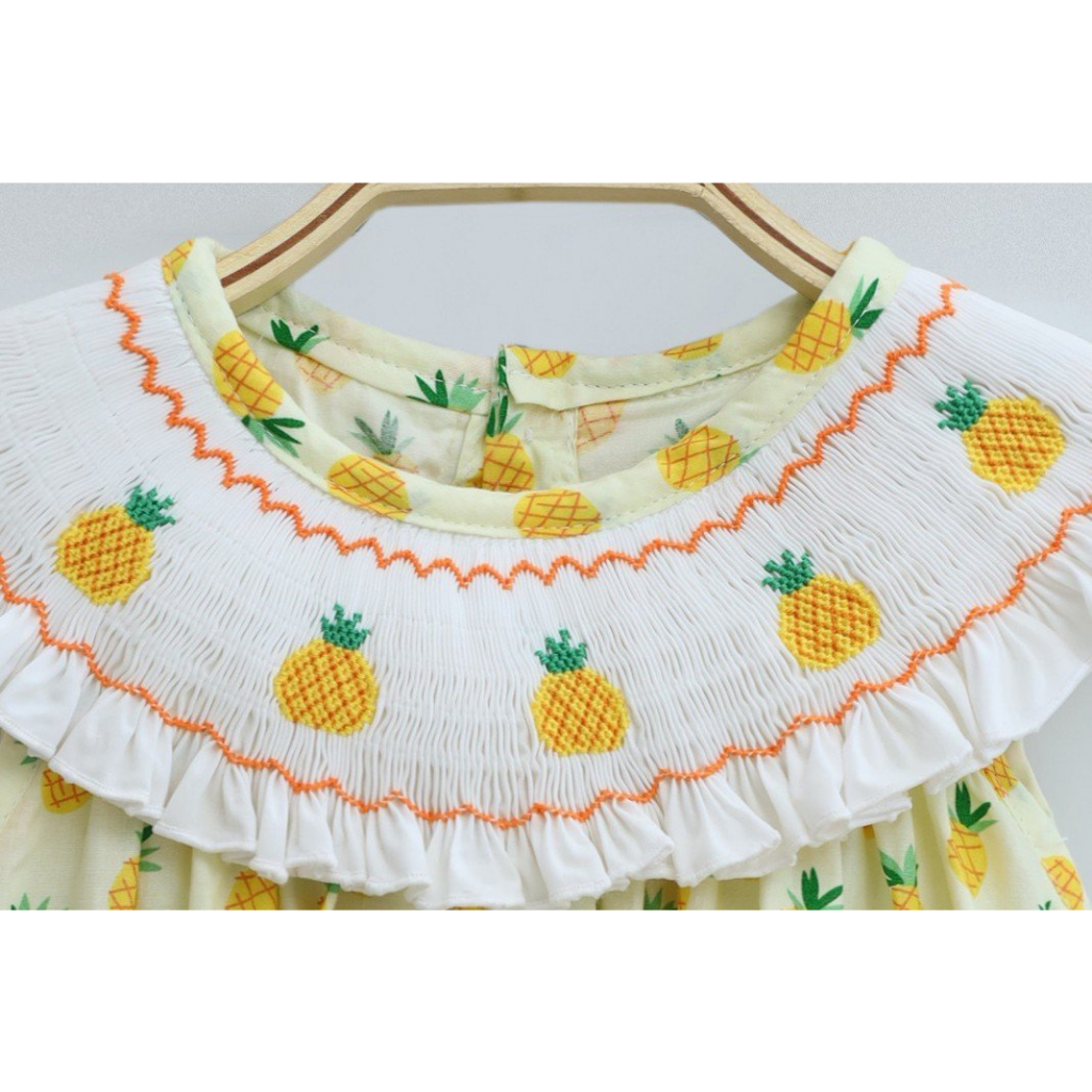 Gold Embroidered Dress With Pineapple Motifs