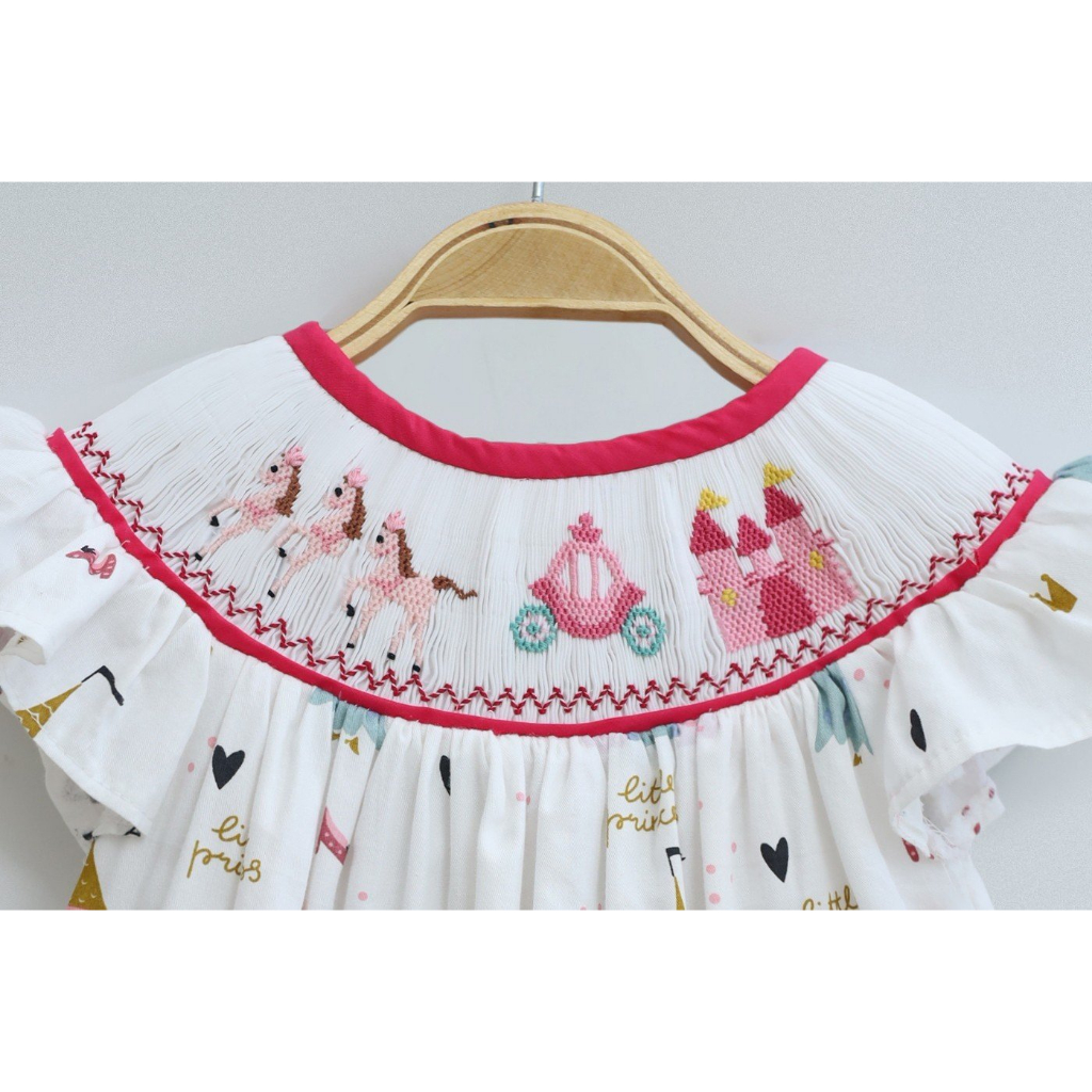 Hand Embroidered White Dress With Many Motifs