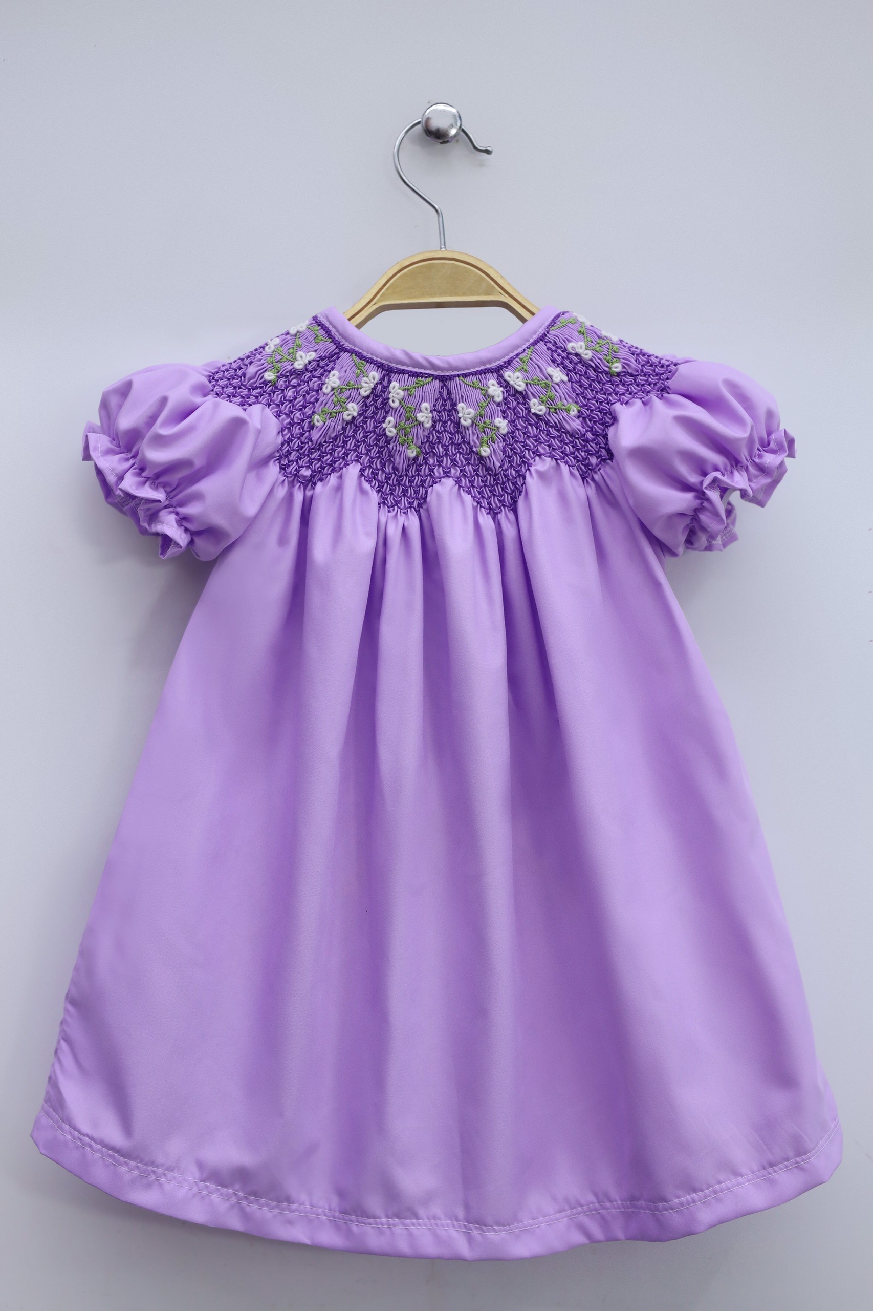 Purple Smocking Dress With Princess Sleeves