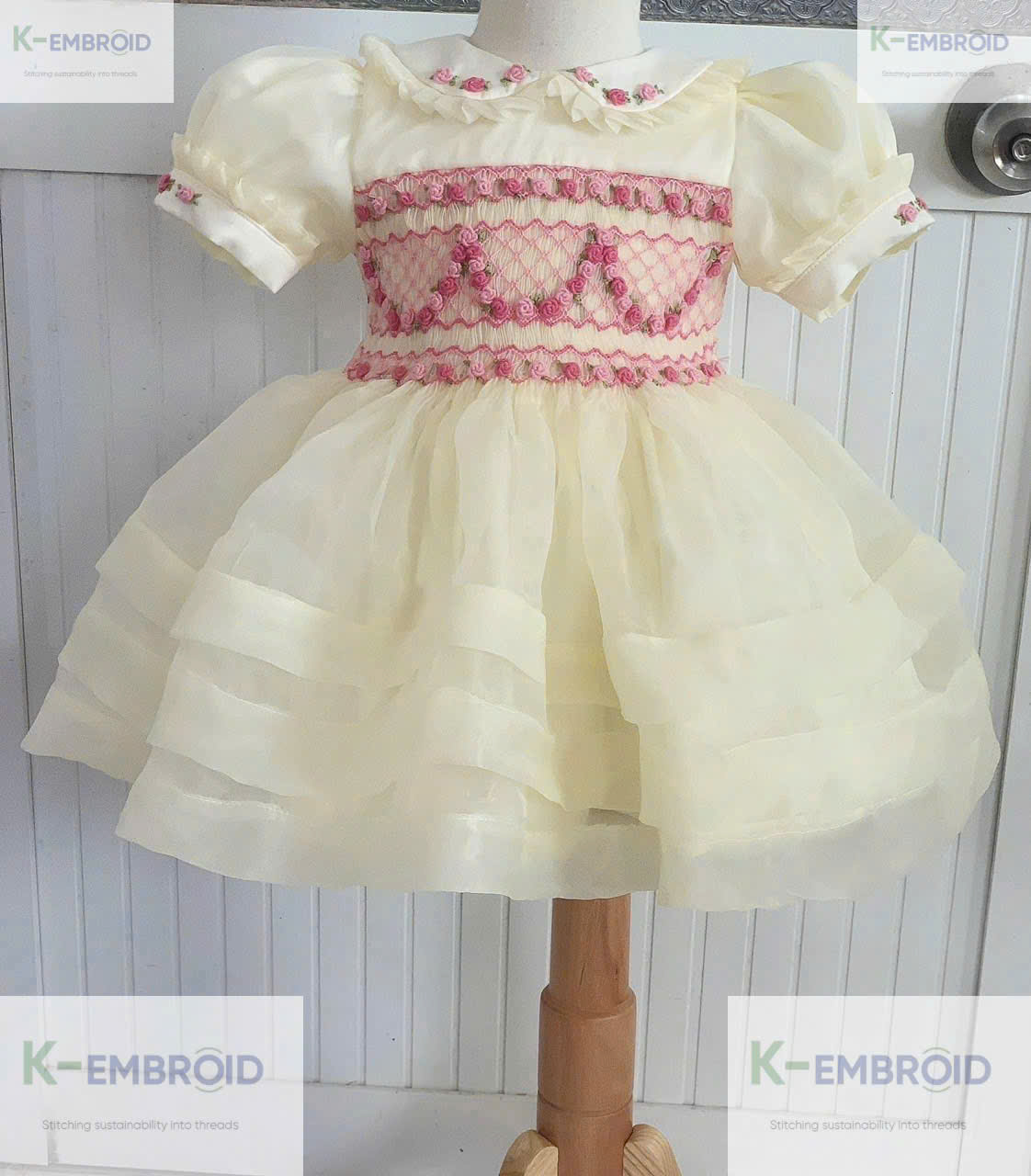 Classic Yellow & Ivory Hand Smocked Baby Girl Dress Collection