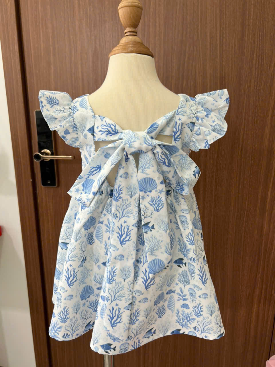 Seashell Print Hand Smocked Baby Girl Dress