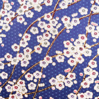 F05 - Blue fabric with cherry blossom motifs