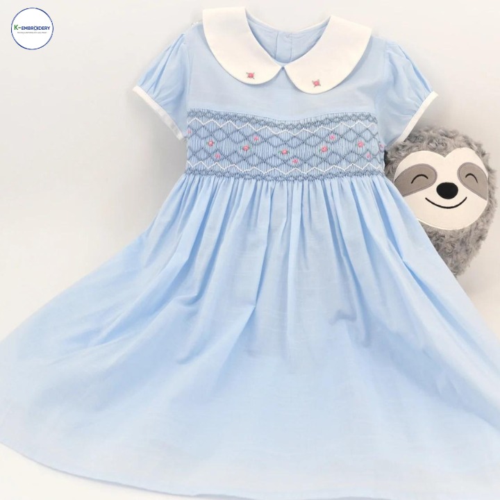SKY BLUE COTTON DRESS FOR BABY GIRL