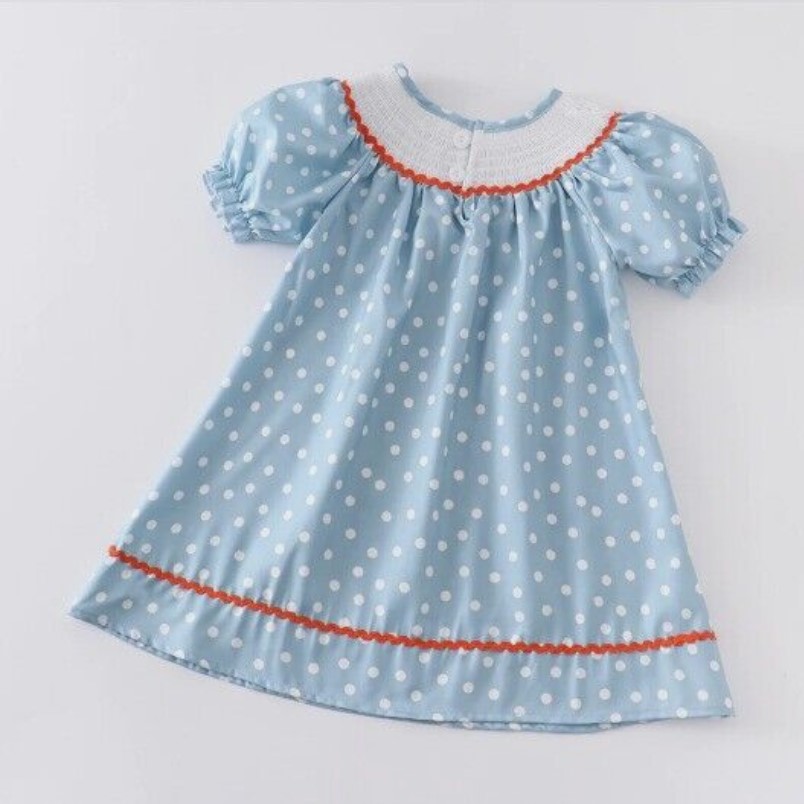 BLUE SMOCKED DRESS WITH BUNNY EMBROIDERY4