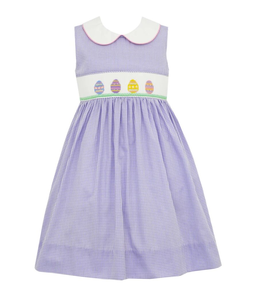 PURPLE SMOCKED DRESS WITH EASTER EGGS DECORATIONS1