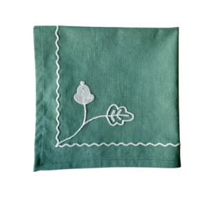 green acorn embroidered napkins