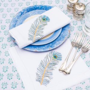 peacock feather napkin