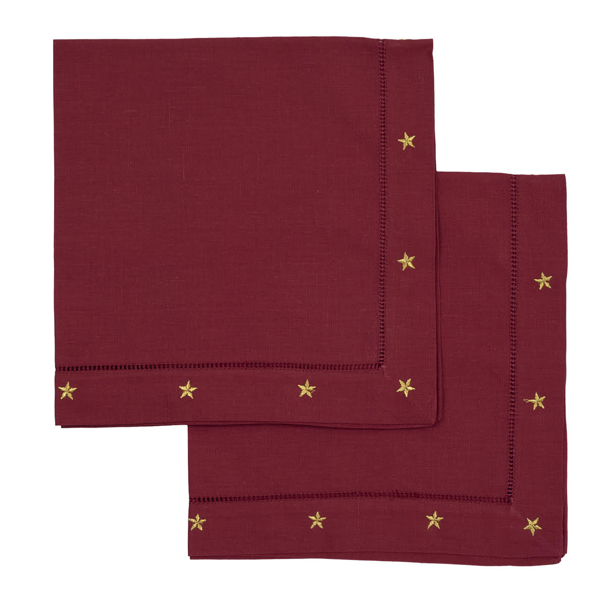 Hand Embroidered Red Linen Star Napkins
