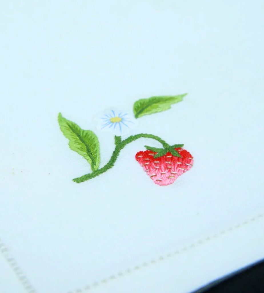 Strawberry Hand Embroidered Napkins