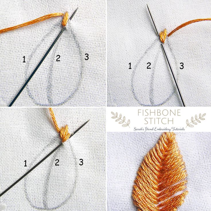 How to embroider pattern on clothing by hand 9 Fishbone-stitch