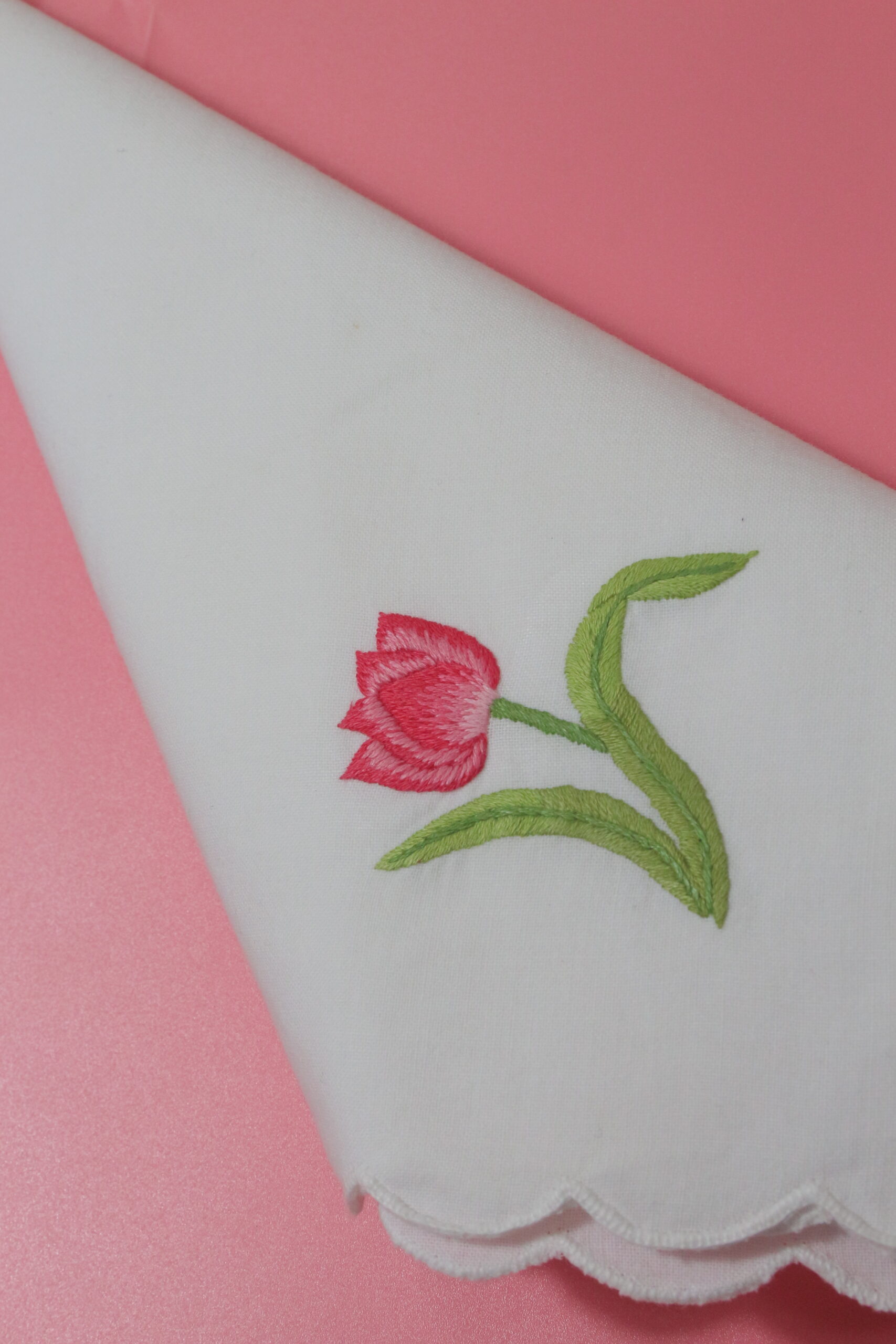 Pink Tuylip Hand Embroidered Napkins