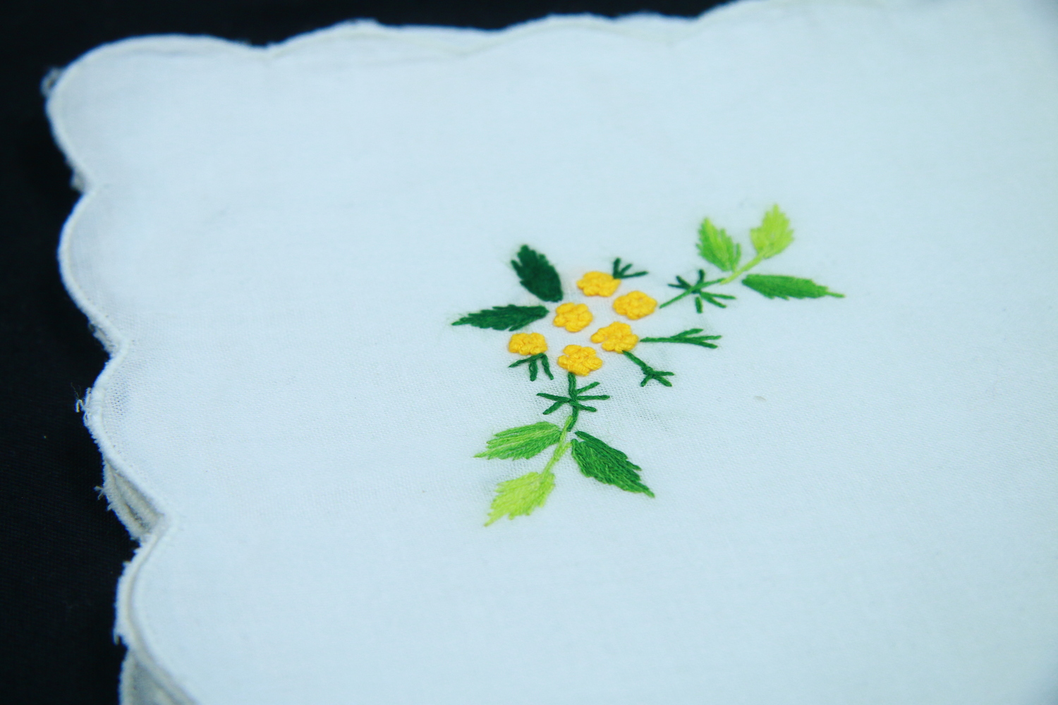 Yellow Flower Hand Embroidered Napkins