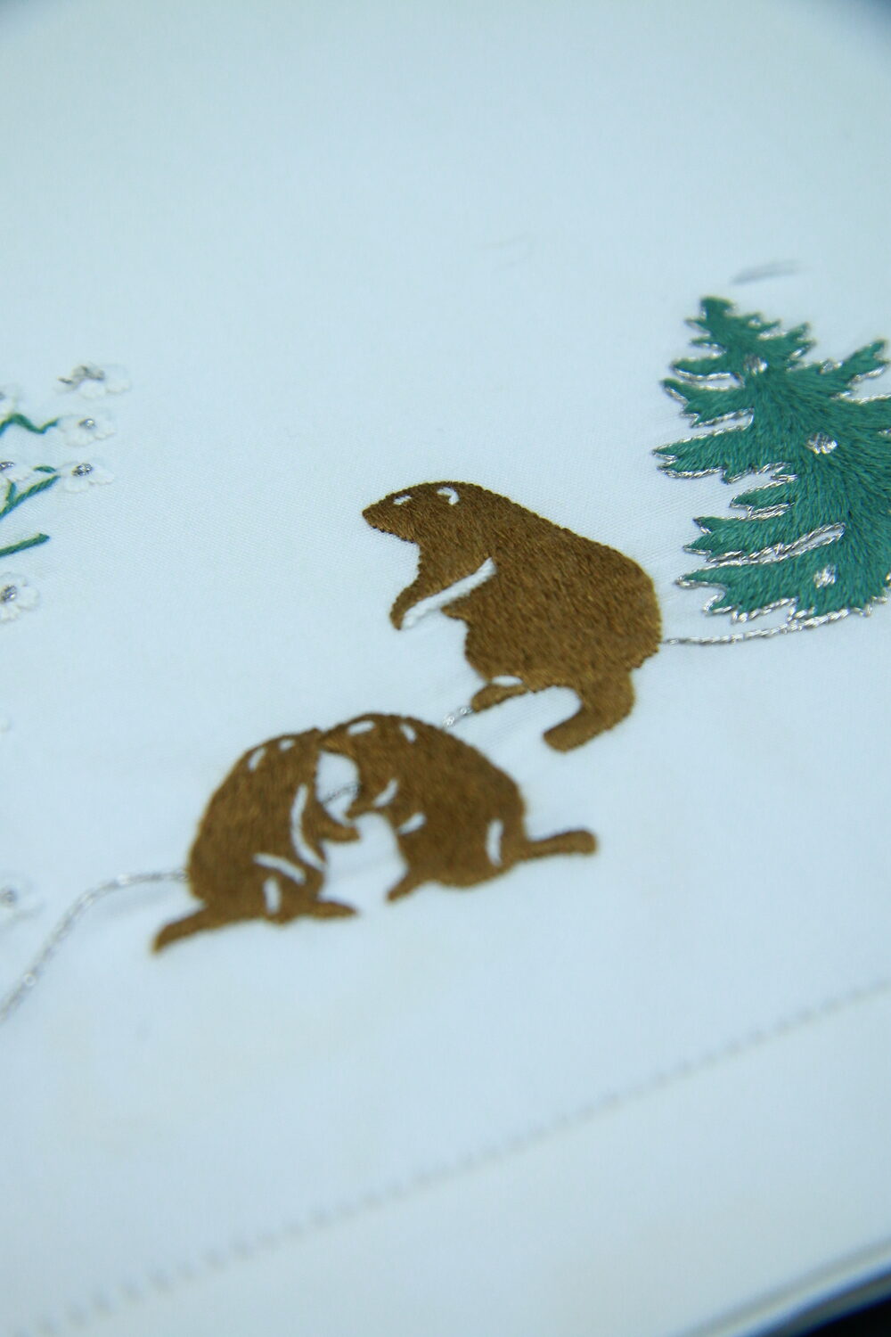 Chipmunk Hand Embroidered Napkins