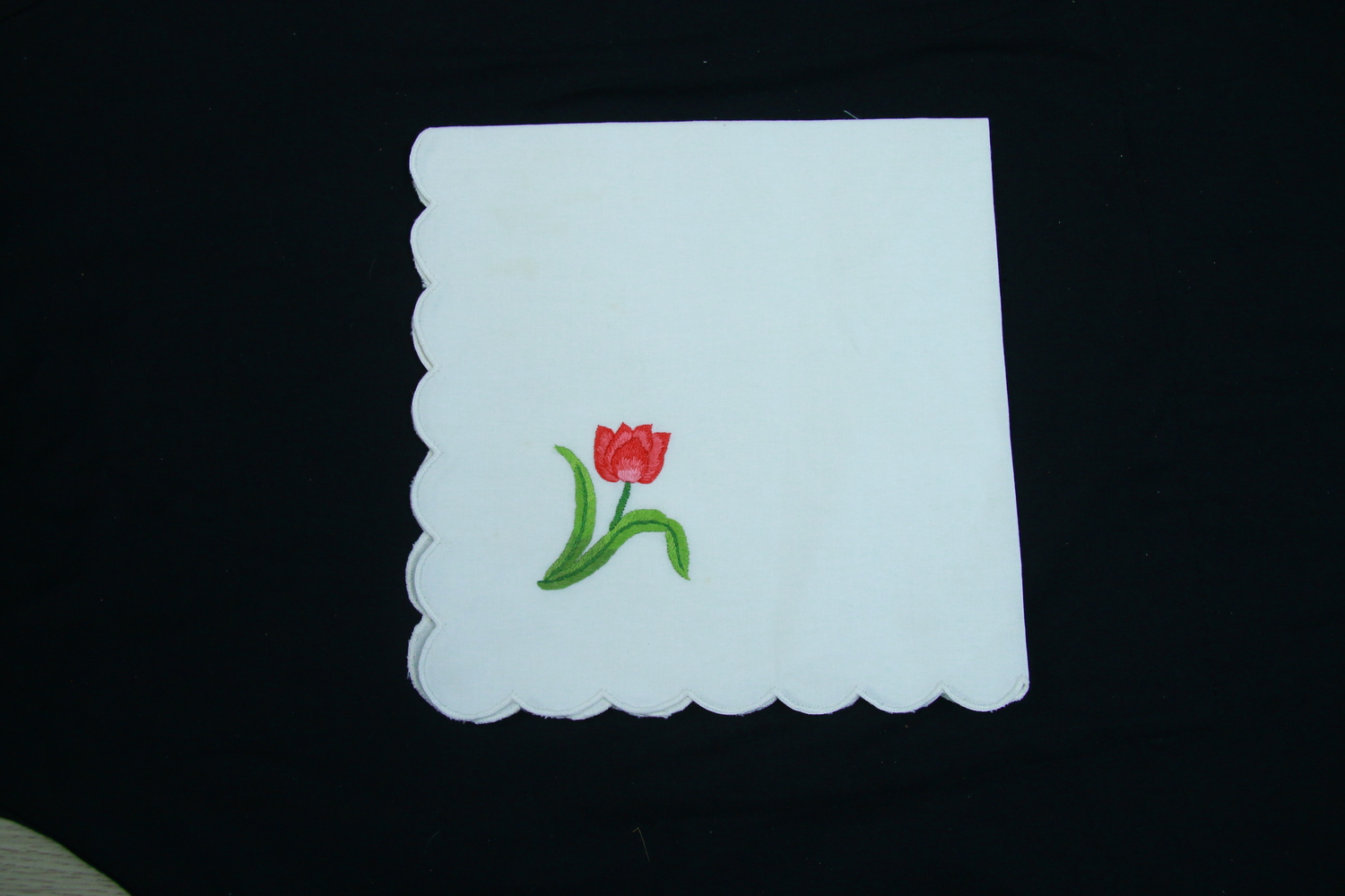 Red Tulip Hand Embroidered Napkins