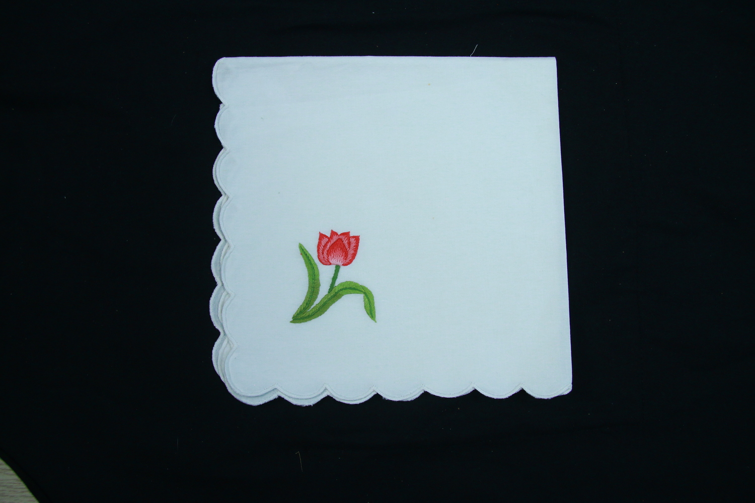 Red Tulip Hand Embroidered Napkins