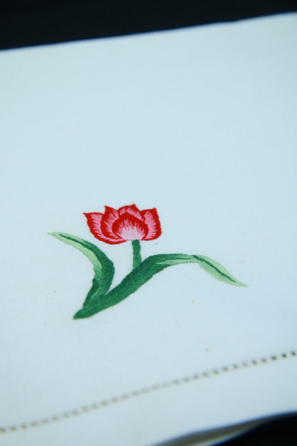 Red Tulip Hand Embroidered Napkins