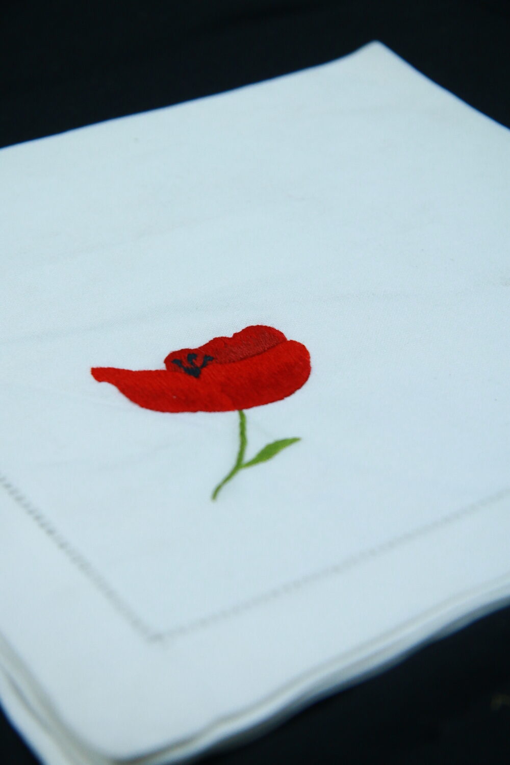 Red Flower Hand Embroidered Napkins