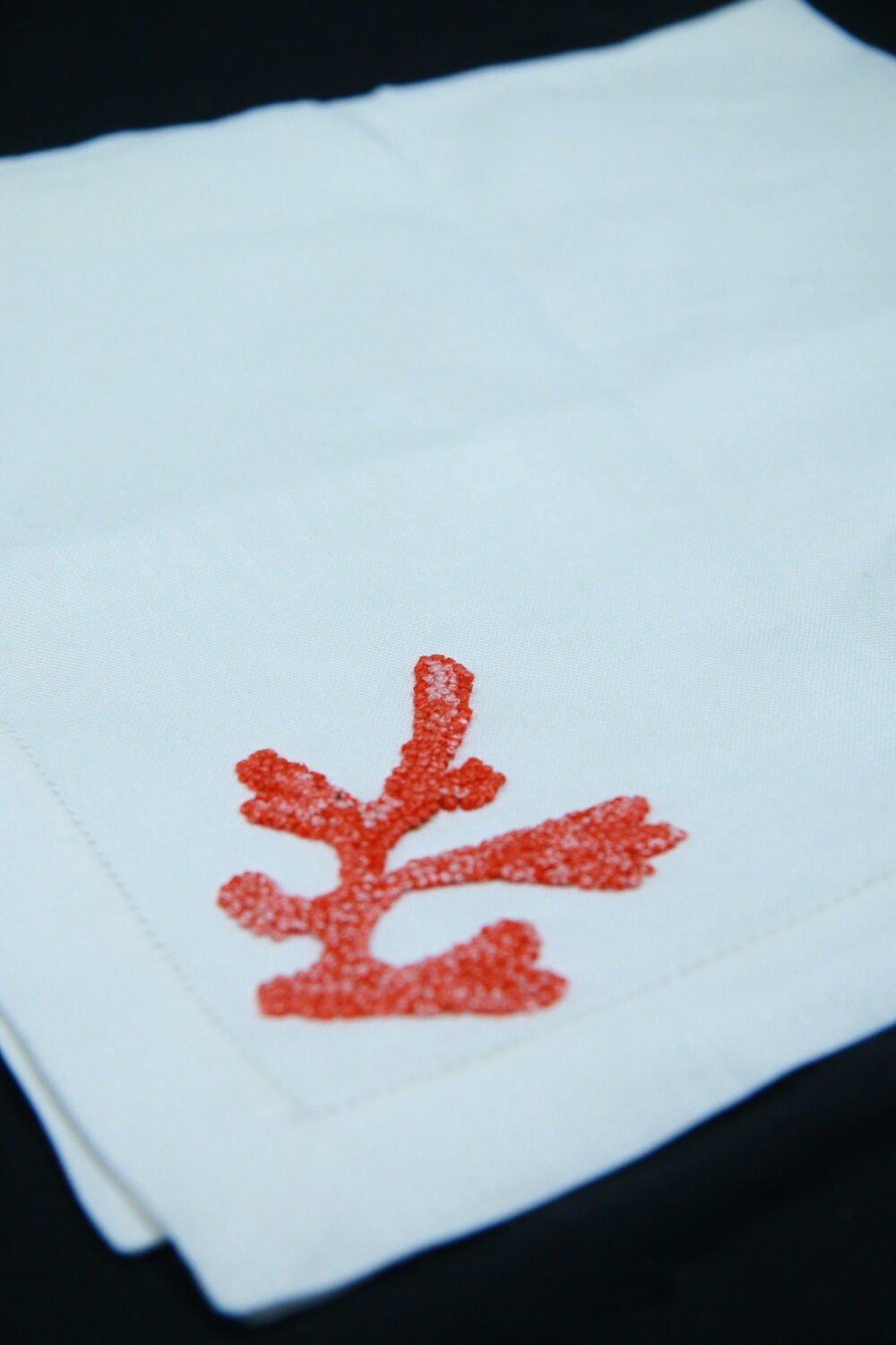 Red Coral Hand Embroidered Napkins
